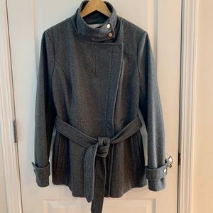 Rachel Roy Gray Wool Zipper Front Lined Coat